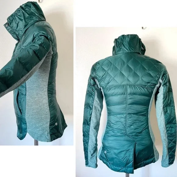 Lululemon Down for a run pullover, Forage Teal 800 fill power goose down Sz.4